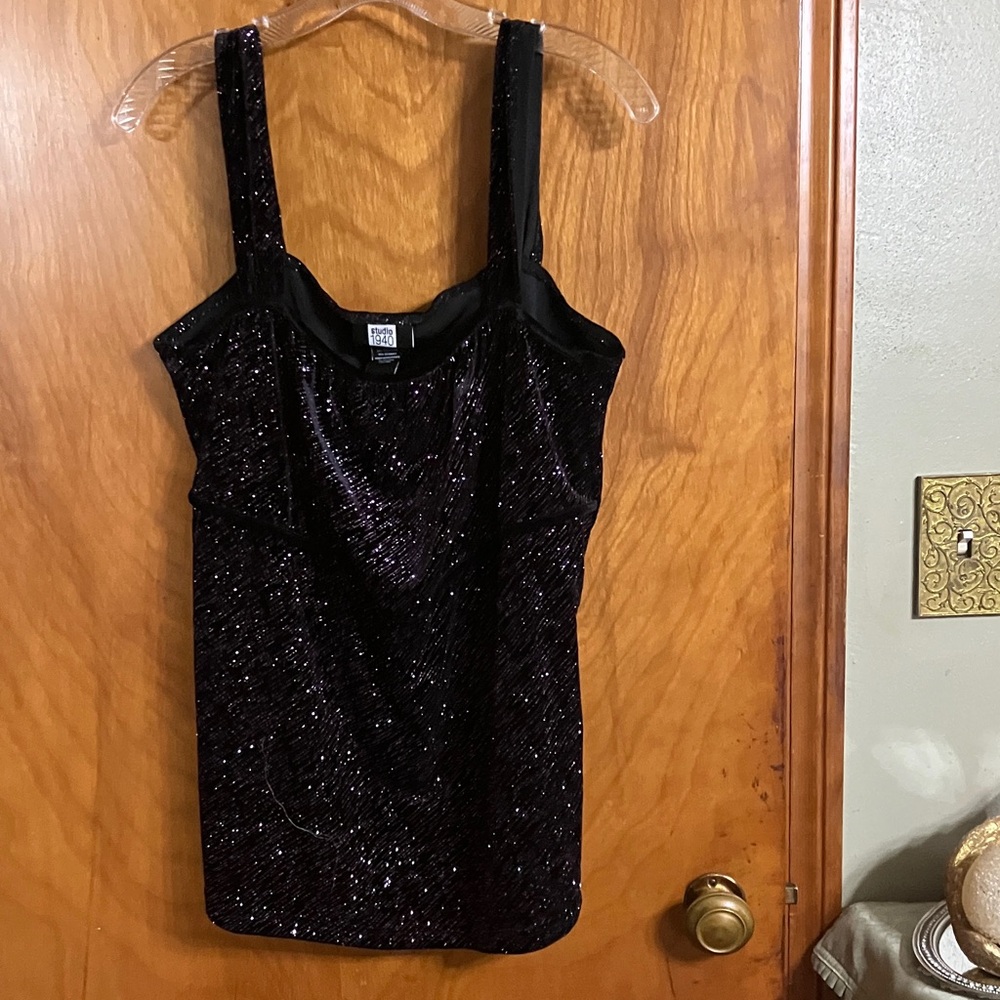 Studio 1940 Black Sparkle Velvet Camisole
